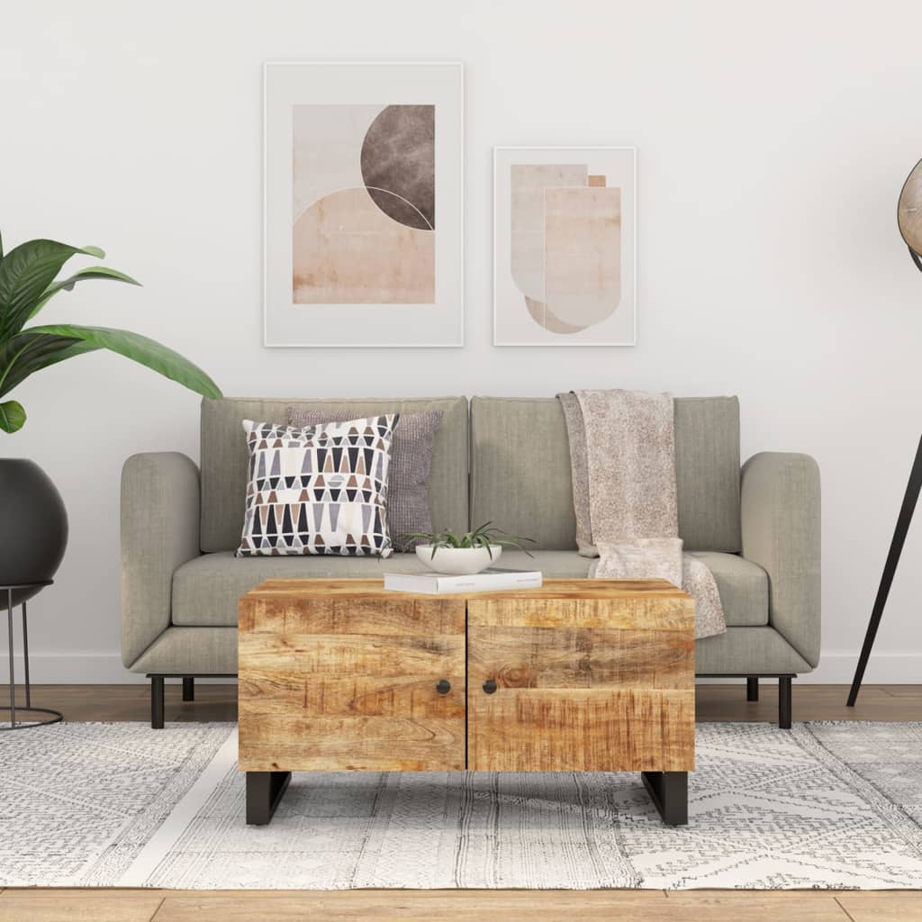 Couchtisch 80x50x40 cm Massivholz Mango & Holzwerkstoff