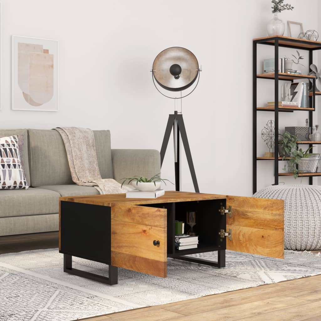 vidaXL Salontafel 80x50x40 cm massief mangohout en bewerkt hout afbeelding