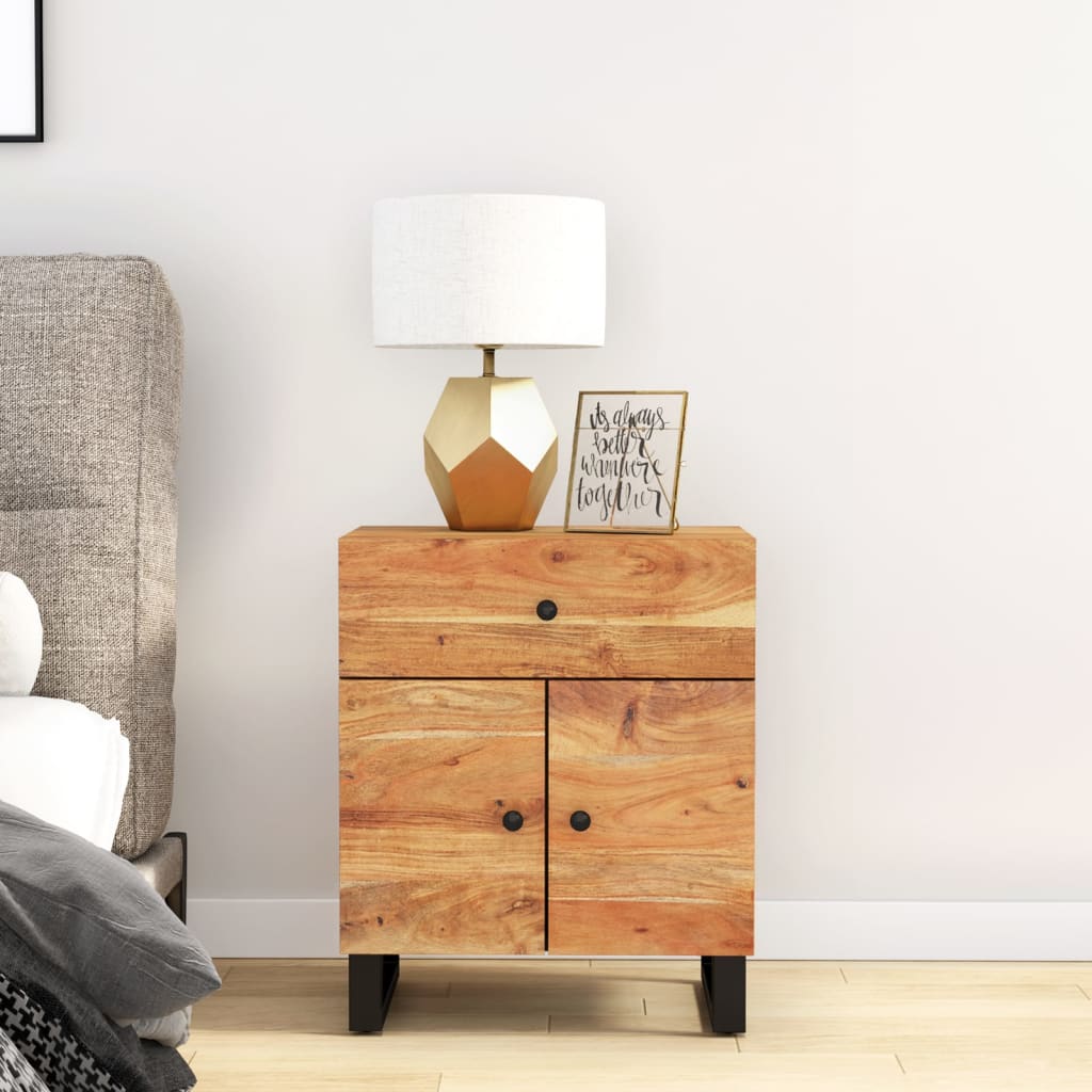 vida XL Nachttisch 50x 33x 60 cm Massivholz Akazie & Holzwerkstoff