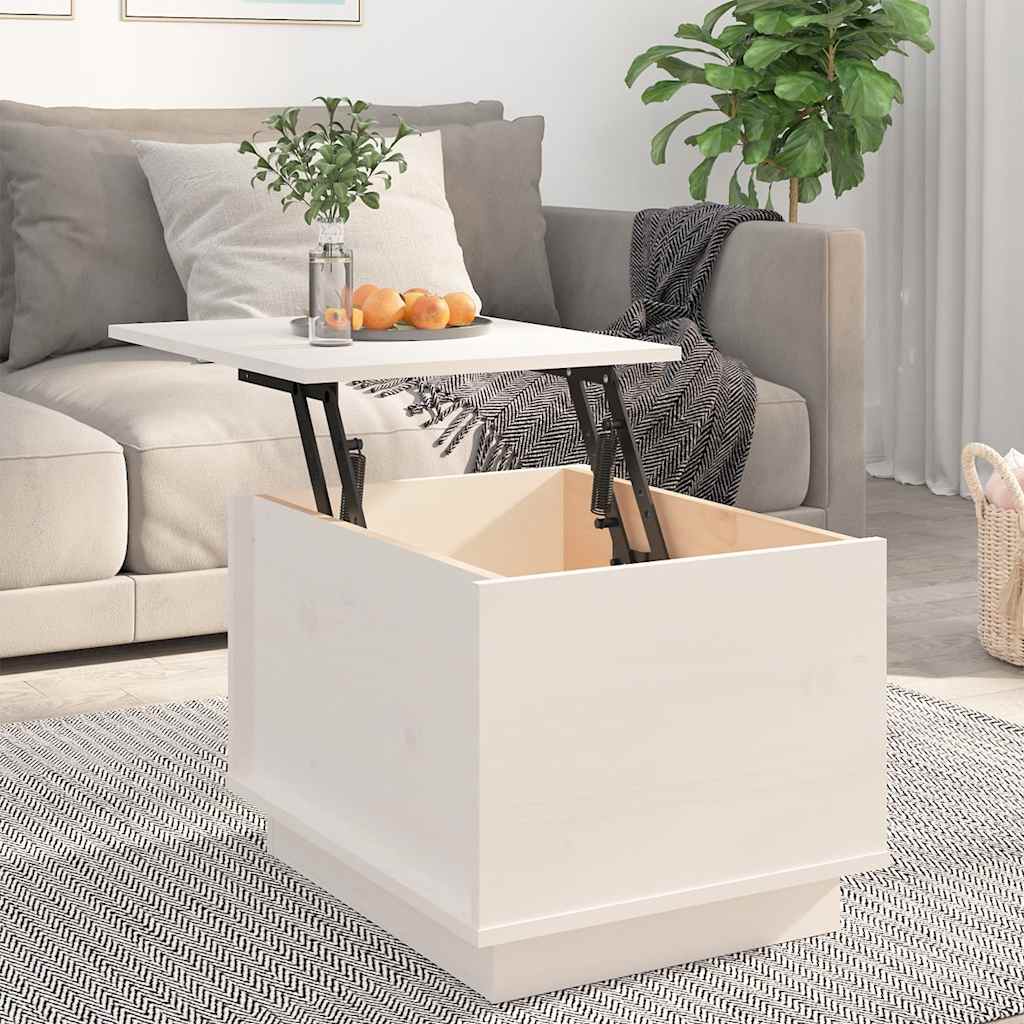 vidaXL Salontafel 40x50x35 cm massief grenenhout wit