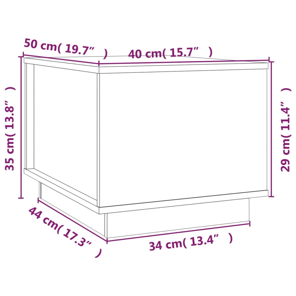 Klubska mizica siva 40x50x35 cm trdna borovina