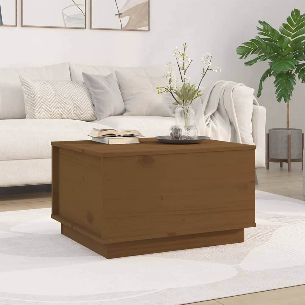 vidaXL sofabord 60x50x35 cm massivt fyrretræ gyldenbrun