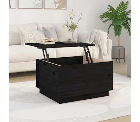 vidaXL Coffee Table Black 60x50x35 cm Solid Wood Pine