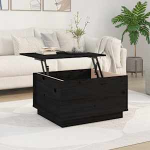 vidaXL Coffee Table Black 60x50x35 cm Solid Wood Pine