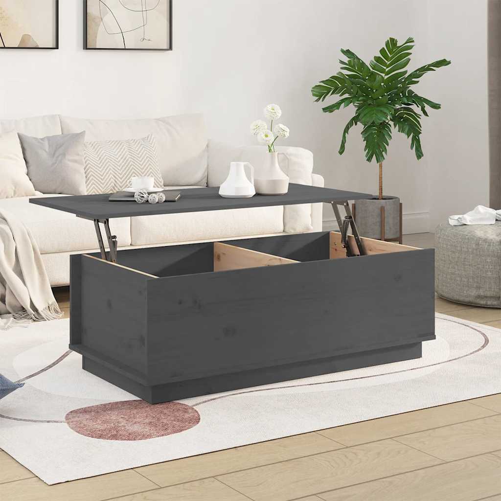 Thumbnail - vidaXL Couchtisch Grau 100x50x35 cm Massivholz Kiefer