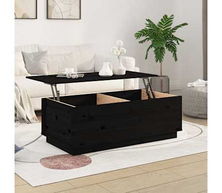 vidaXL Coffee Table Black 100x50x35 cm Solid Wood Pine
