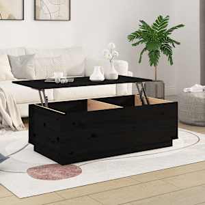 vidaXL Coffee Table Black 100x50x35 cm Solid Wood Pine