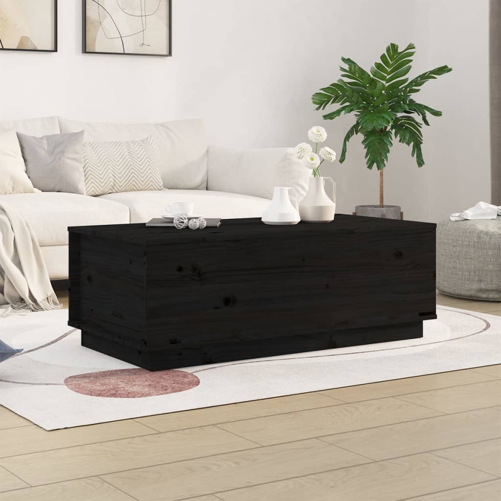 vidaXL Table basse Noir 100x50x35 cm Bois massif de pin