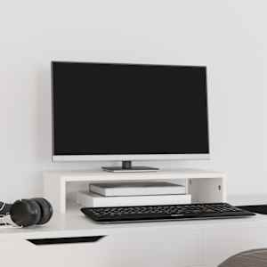 Stojan na monitor bílý 50x27x10 cm masivní borové dřevo - obrázek 3