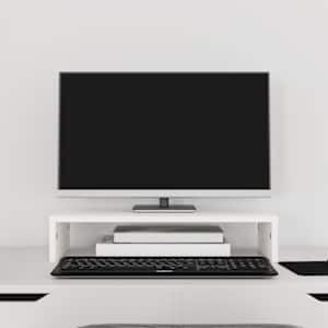 Stojan na monitor bílý 50x27x10 cm masivní borové dřevo - obrázek 1