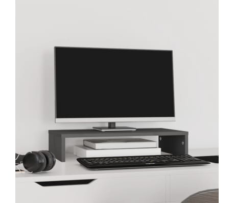 vidaXL Monitorstativ gr&aring; 50x27x10 cm heltre furu
