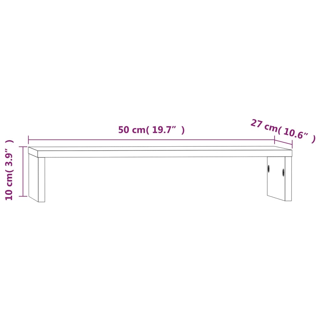 Monitorstandaard 50x27x10 cm massief grenenhout honingbruin