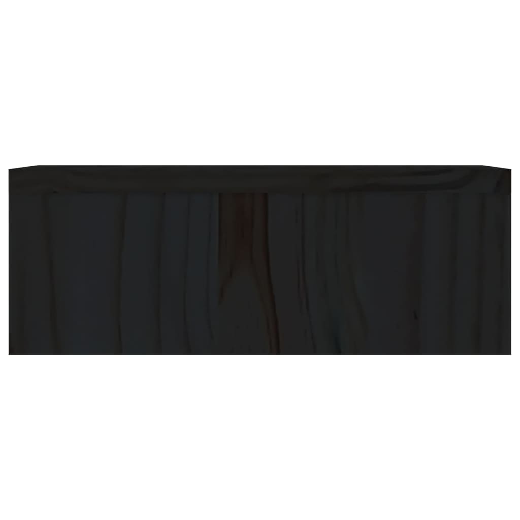 Fekete tömör fenyőfa monitorállvány 50x27x10 cm 