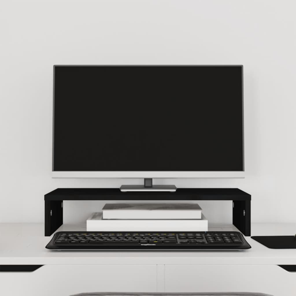 Support de moniteur Noir 50x27x10 cm Bois de pin solide