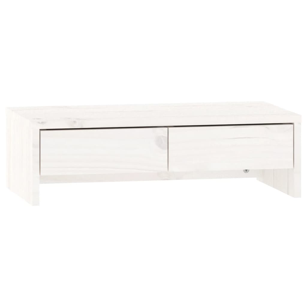 vidaXL Stojan na monitor bílý 50x27x15 cm masivní borové dřevo