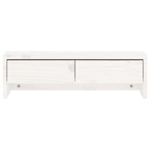 Stojan na monitor bílý 50x27x15 cm masivní borové dřevo - obrázek 5
