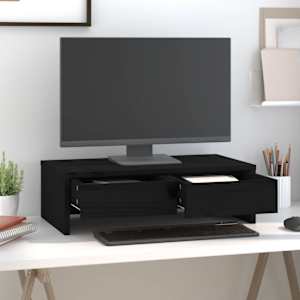 vidaXL Monitorstandaard 50x27x15 cm massief grenenhout zwart