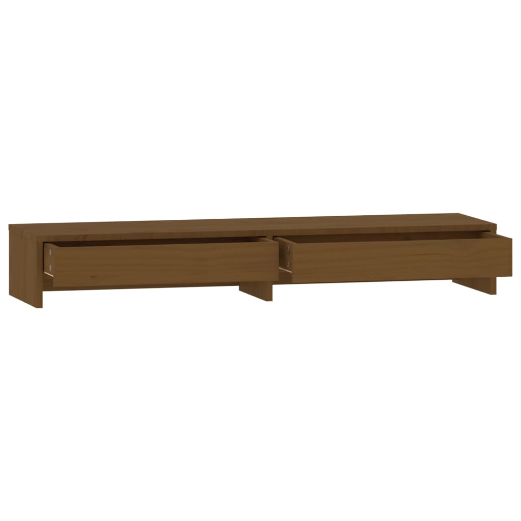 Monitorstandaard 100x27x15 cm massief grenenhout honingbruin