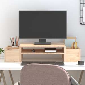 Stojan na monitor 70 x 27,5 x 15 cm masivní borové dřevo - obrázek 1