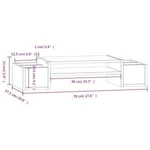 Stojan na monitor bílý 70x27,5x15 cm masivní borové dřevo - obrázek 8