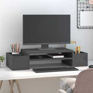 Stojan na monitor bílý 70x27,5x15 cm masivní borové dřevo - obrázek 3