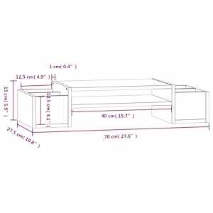 Stojan na monitor bílý 70x27,5x15 cm masivní borové dřevo - obrázek 8