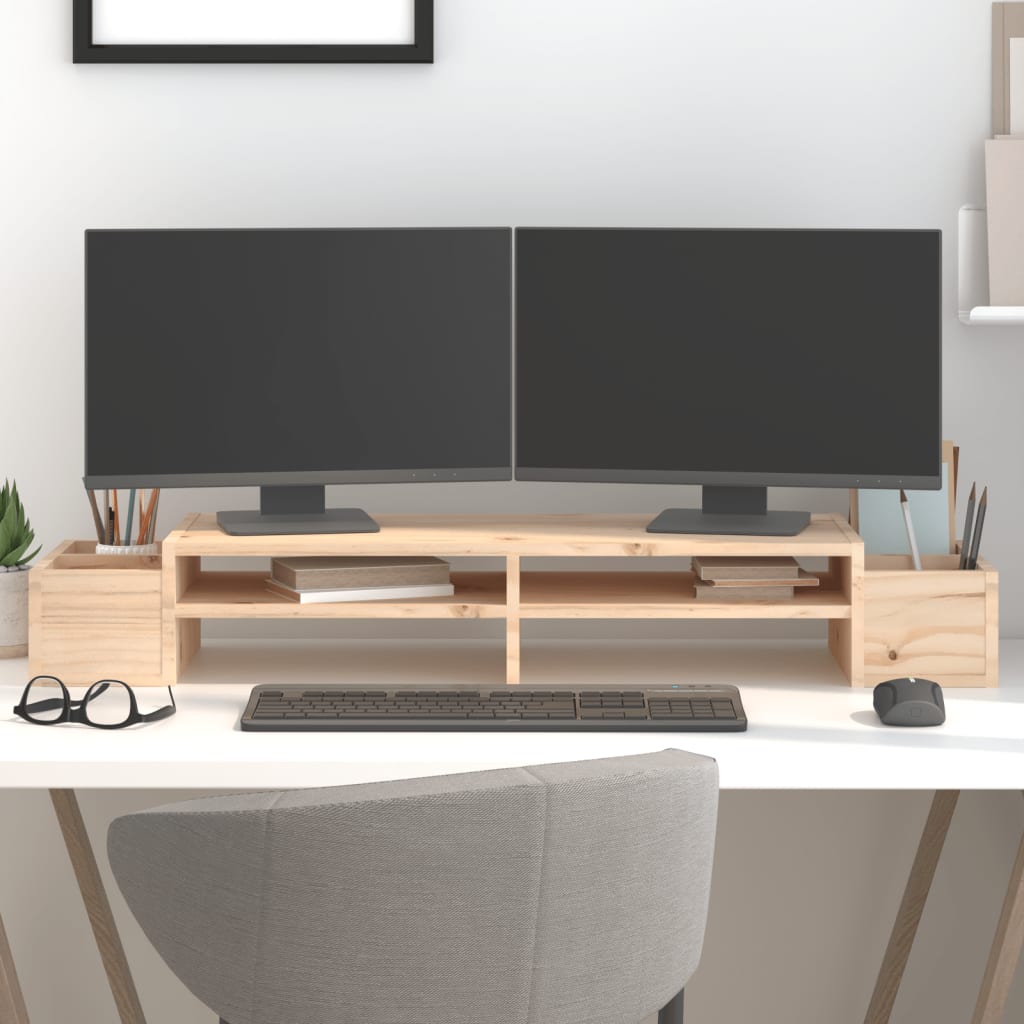 vidaXL Suport pentru monitor, 100x27,5x15 cm, lemn masiv de pin