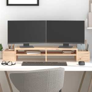 Stojan na monitor 100 x 27,5 x 15 cm masivní borové dřevo - obrázek 1