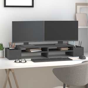 Stojan na monitor bílý 100x27,5x15 cm masivní borové dřevo - obrázek 3