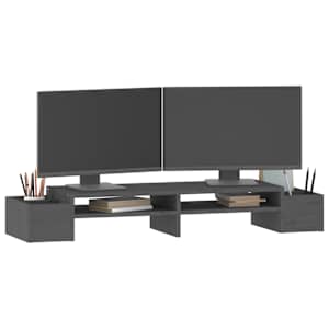 Stojan na monitor bílý 100x27,5x15 cm masivní borové dřevo - obrázek 4