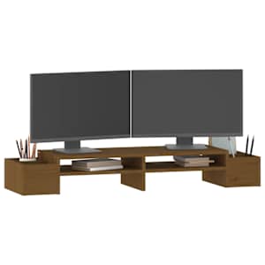 Stojan na monitor medově hnědý 100x27,5x15 cm masivní borovice - obrázek 4
