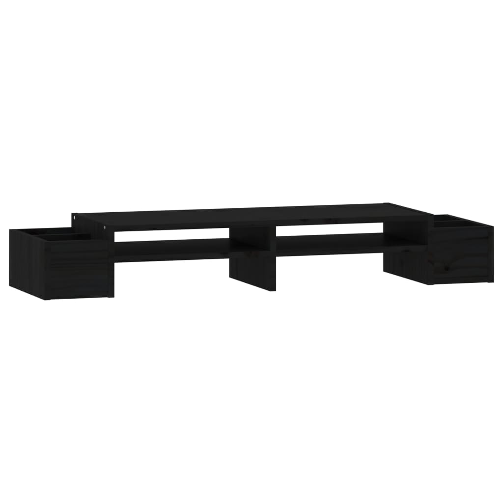 Suport pentru monitor, negru, 100×27,5×15 cm, lemn masiv de pin