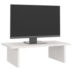 Stojan na monitor bílý 50x27x15 cm masivní borové dřevo - obrázek 4