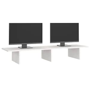 Stojan na monitor bílý 100 x 27 x 15 cm masivní borové dřevo - obrázek 4