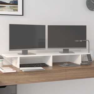 Stojan na monitor bílý 100 x 27 x 15 cm masivní borové dřevo