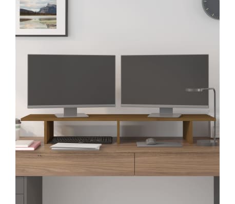 vidaXL Βάση Οθόνης Καφέ 100 x 27 x 15 εκ. από Μασίφ Ξύλο Πεύκου