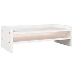 Stojan na monitor bílý 50x24x16 cm masivní borové dřevo - obrázek 2