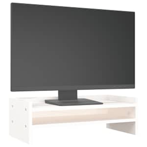 Stojan na monitor bílý 50x24x16 cm masivní borové dřevo - obrázek 4