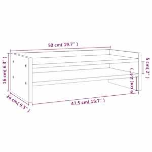 Stojan na monitor bílý 50x24x16 cm masivní borové dřevo - obrázek 8