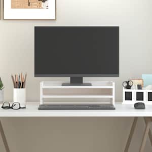 Stojan na monitor bílý 50x24x16 cm masivní borové dřevo