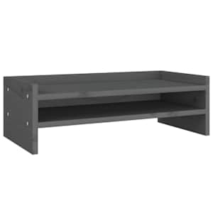 Stojan na monitor šedý 50x24x16 cm masivní borové dřevo - obrázek 2
