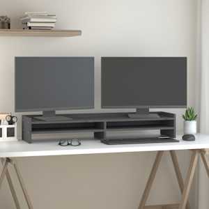 vidaXL Monitorstativ grå 100x24x16 cm heltre furu
