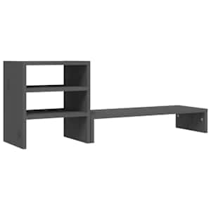 Stojan na monitor bílý 81x20x30 cm masivní borové dřevo - obrázek 2