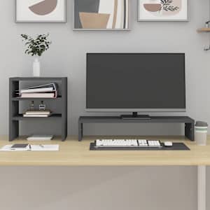 Stojan na monitor bílý 81x20x30 cm masivní borové dřevo - obrázek 3