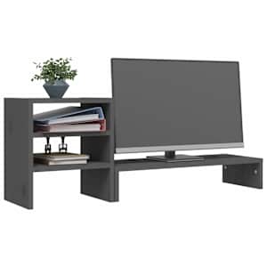 Stojan na monitor bílý 81x20x30 cm masivní borové dřevo - obrázek 4