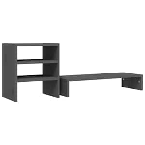 Stojan na monitor bílý 81x20x30 cm masivní borové dřevo - obrázek 6