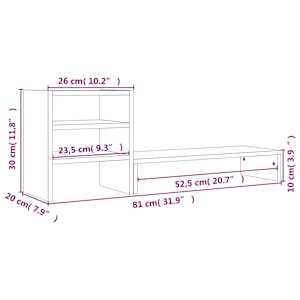 Stojan na monitor bílý 81x20x30 cm masivní borové dřevo - obrázek 10