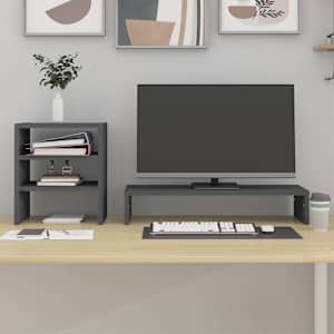vidaXL Βάση Οθόνης Γκρι 81x20x30 εκ. από Μασίφ Ξύλο Πεύκου