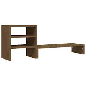 Stojan na monitor medově hnědý 81x20x30 cm masivní borové dřevo - obrázek 2