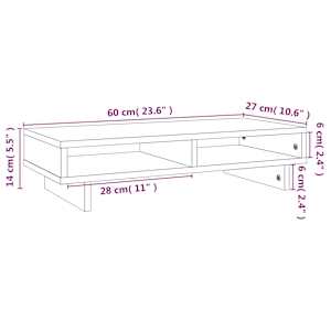 Stojan na monitor medově hnědý 60x27x14 cm masivní borové dřevo - obrázek 8